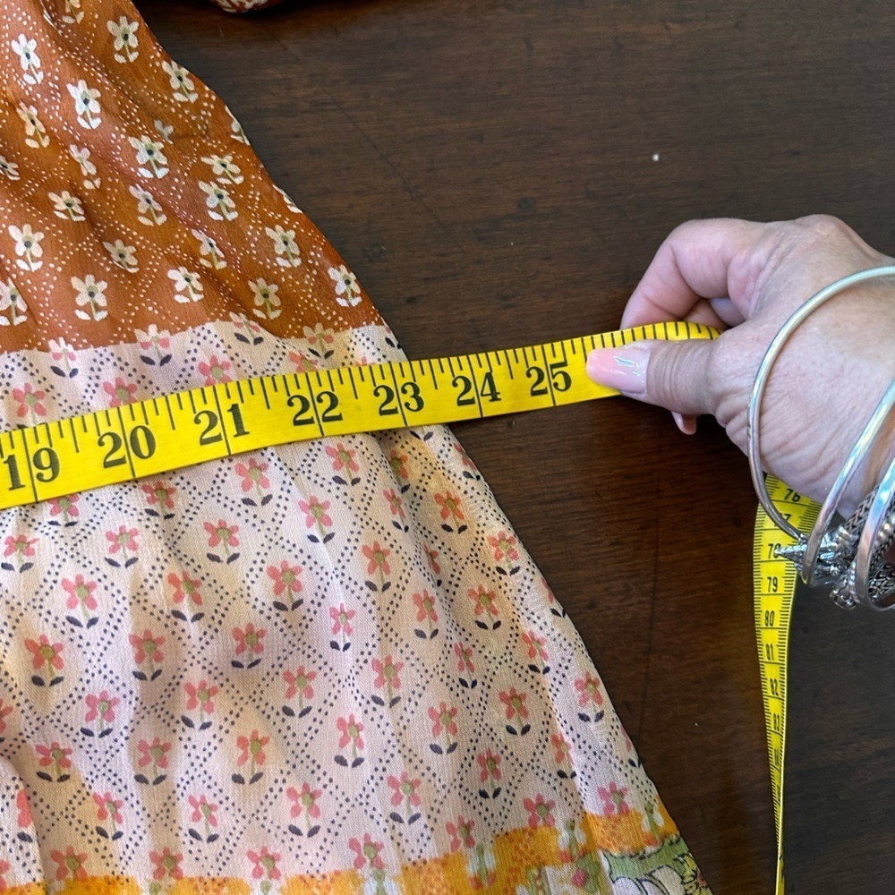 Raga Maxi Dress Medium Orange Multicolor New Patchwork Boho V-Neck Tassel R4312 - Picture 11 of 13